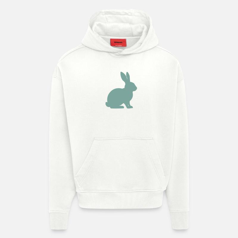 Silhouette de lapin - Sweat à capuche bio épais oversize fabriqué en UE - OFF WHITE
