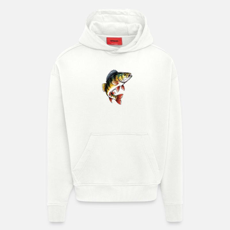 Pêche à la perche - Sweat à capuche bio épais oversize fabriqué en UE - OFF WHITE