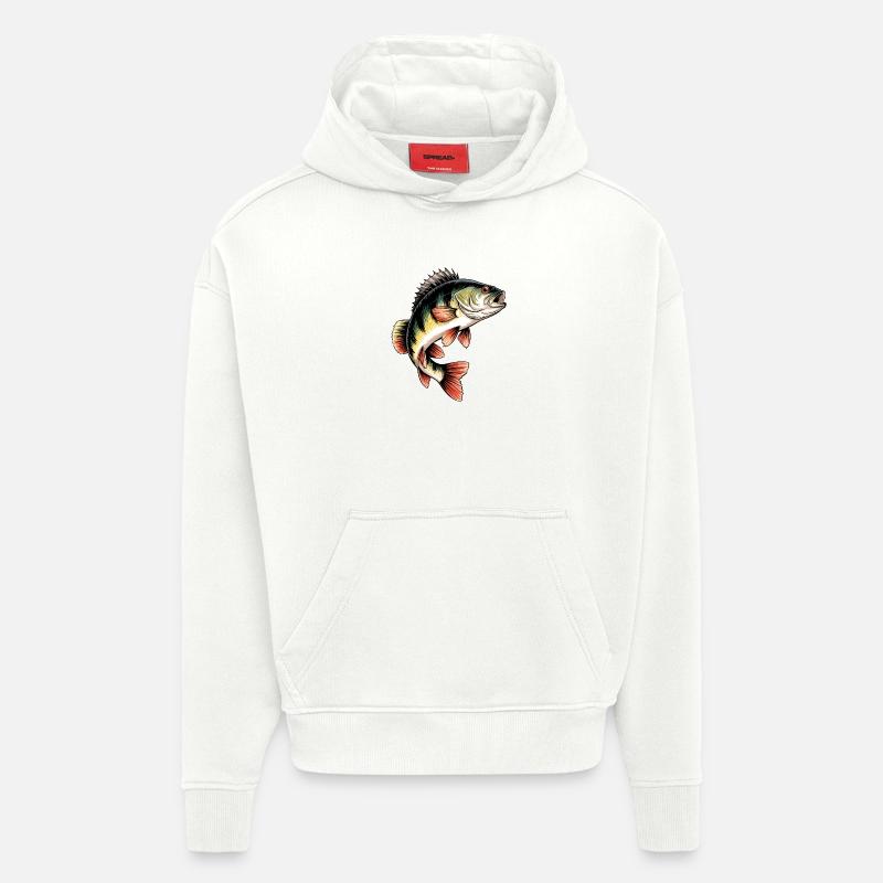 Motif de perche - Sweat à capuche bio épais oversize fabriqué en UE - OFF WHITE
