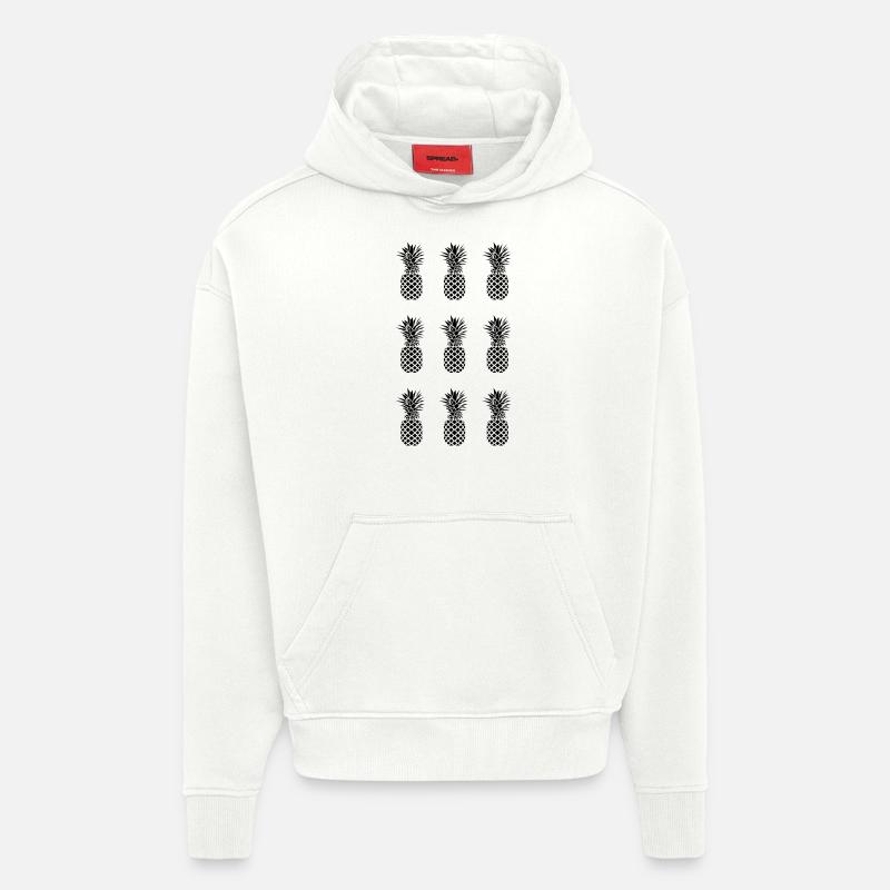 AD Pineapple Pattern Mono - Sweat à capuche bio épais oversize fabriqué en UE - OFF WHITE