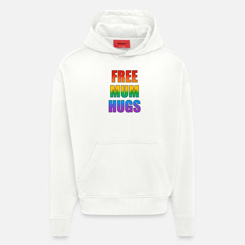 Maman Gratuite Câlins Pride - Sweat à capuche bio épais oversize fabriqué en UE - OFF WHITE