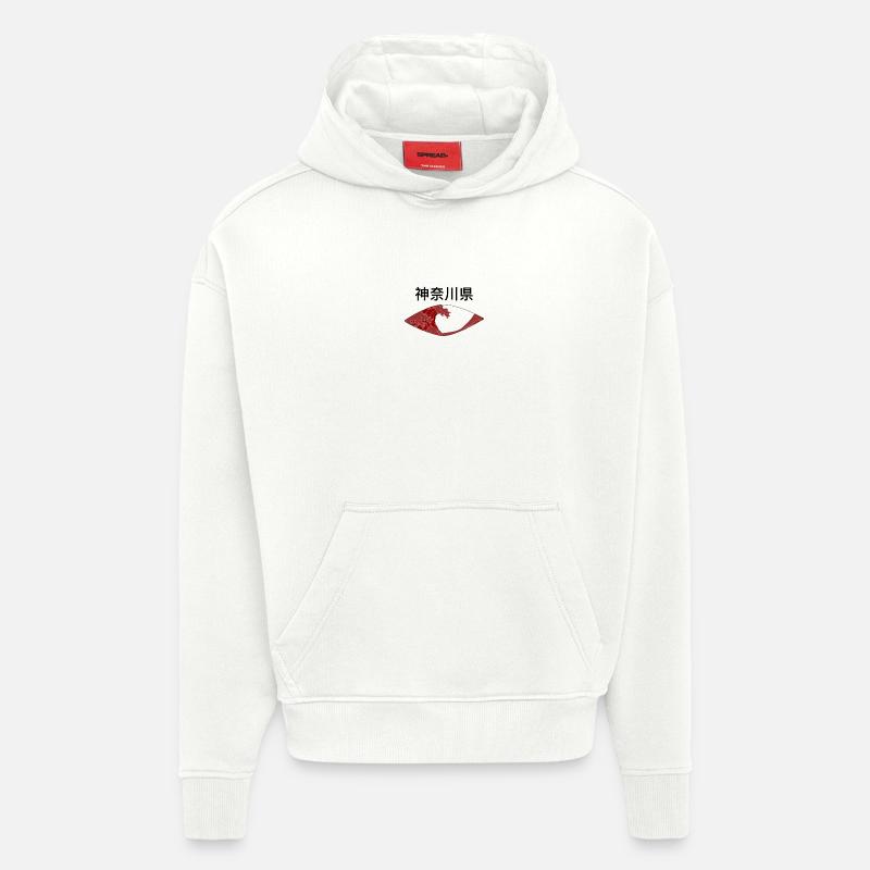 Kanagawa Eye 2 - Sweat à capuche bio épais oversize fabriqué en UE - OFF WHITE