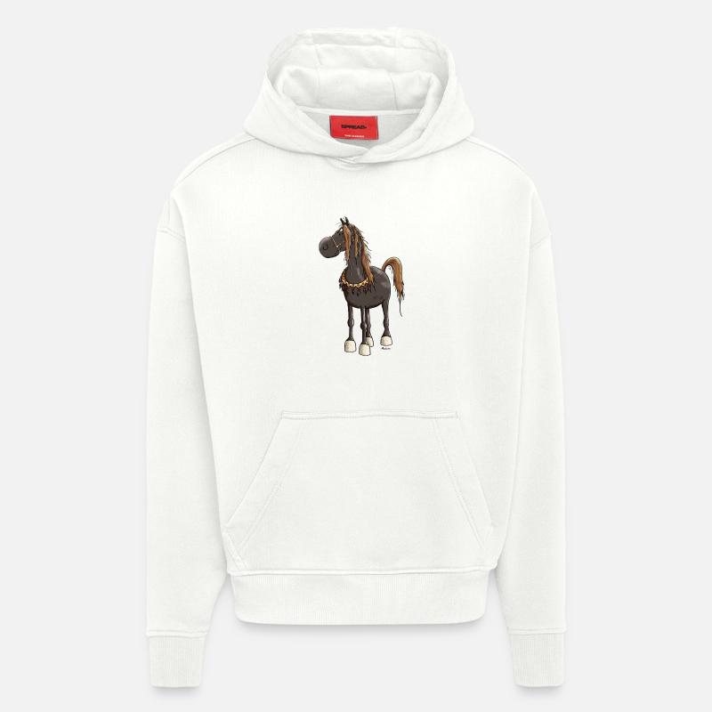 Cheval Arabe Mignon - Chevaux - Sweat à capuche bio épais oversize fabriqué en UE - OFF WHITE
