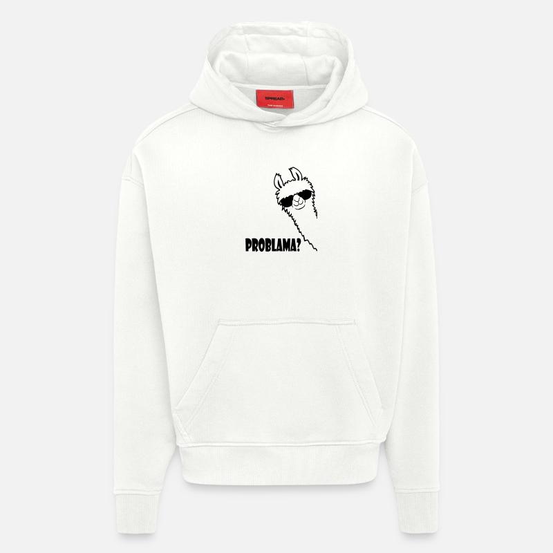 Lama Problama Question - Sweat à capuche bio épais oversize fabriqué en UE - OFF WHITE