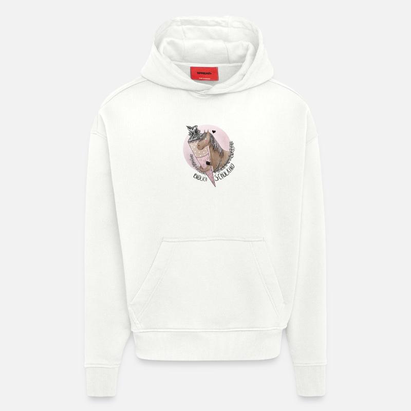 Endlich Schulkind Pferd mit Schultüte - Hoodie- made by SPREAD  - OFF WHITE