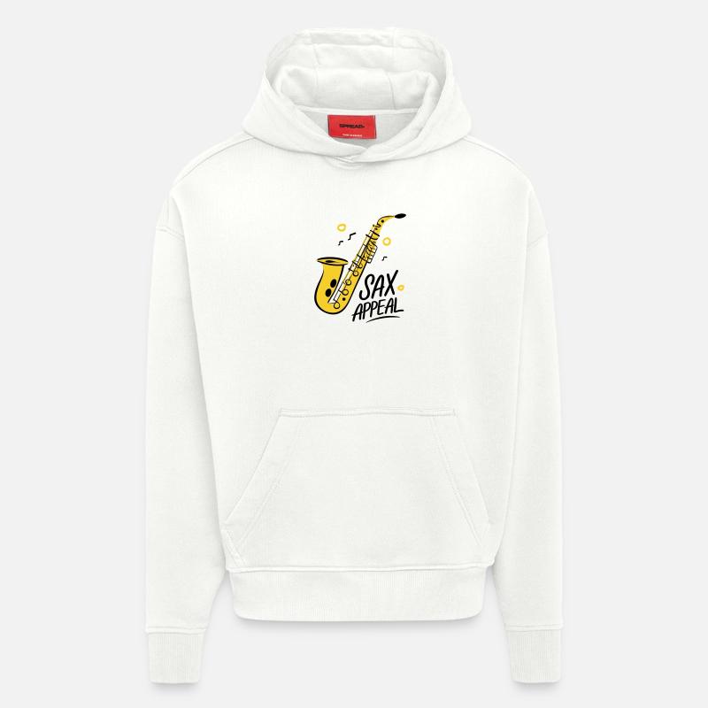 Saxophone Doré Jazz Graphique - Sweat à capuche bio épais oversize fabriqué en UE - OFF WHITE