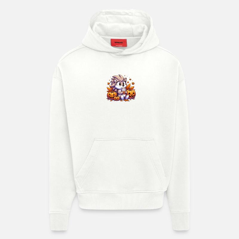 Hérisson boit Halloween - Sweat à capuche bio épais oversize fabriqué en UE - OFF WHITE