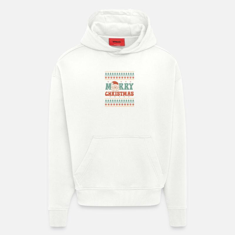 Pull de Noël moche - Sweat à capuche bio épais oversize fabriqué en UE - OFF WHITE