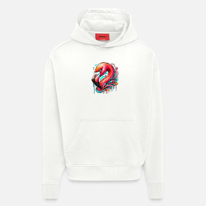 Flamant - Sweat à capuche bio épais oversize fabriqué en UE - OFF WHITE