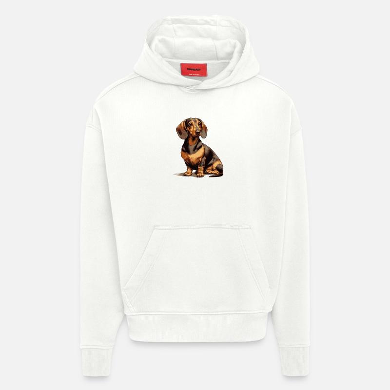 Sitzender Dackel - Hoodie- made by SPREAD  - OFF WHITE