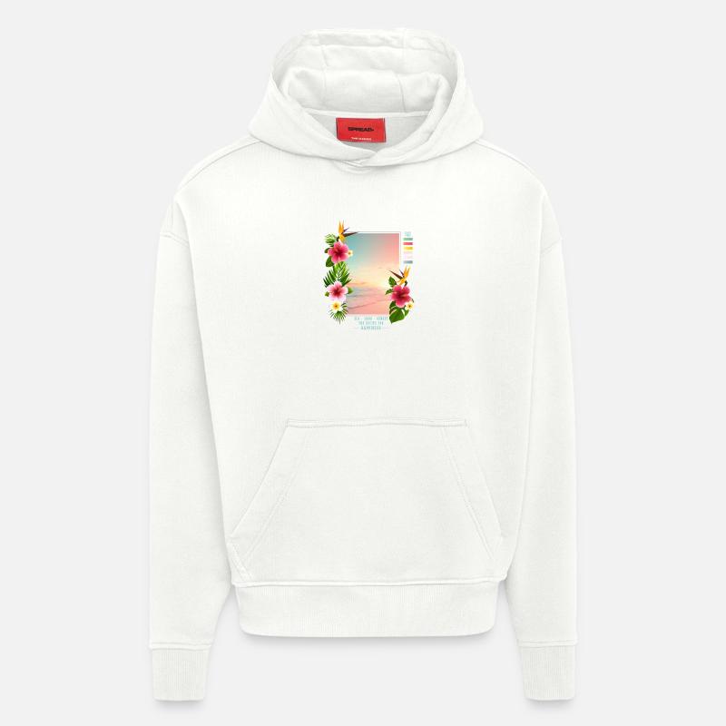 Mer - Sable - Coucher de soleil - Sweat à capuche bio épais oversize fabriqué en UE - OFF WHITE