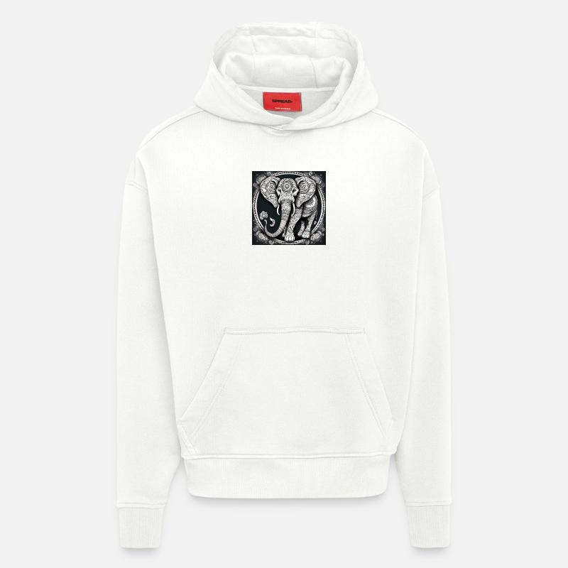 Éléphant - Sweat à capuche bio épais oversize fabriqué en UE - OFF WHITE