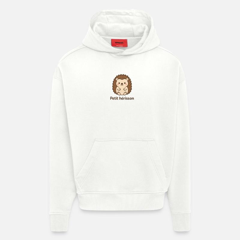 hérisson mignon "Petit hérisson" - Sweat à capuche bio épais oversize fabriqué en UE - OFF WHITE