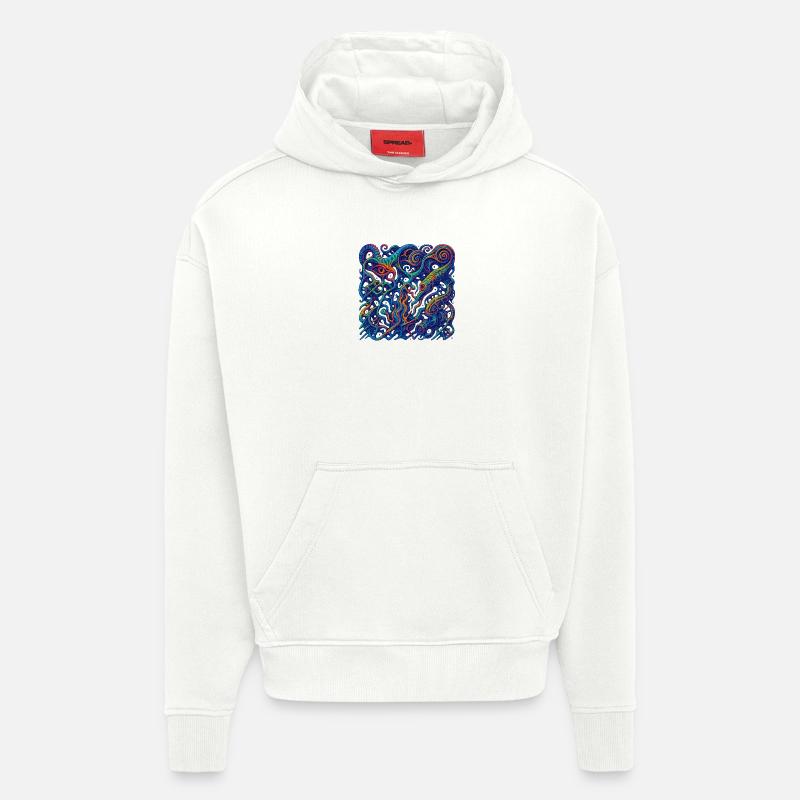 Grille d’hallucination - Sweat à capuche bio épais oversize fabriqué en UE - OFF WHITE