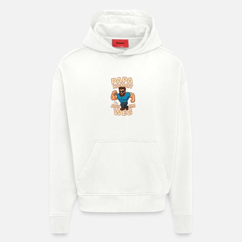 Papa s’écarte du chemin Dessin animé - Sweat à capuche bio épais oversize fabriqué en UE - OFF WHITE