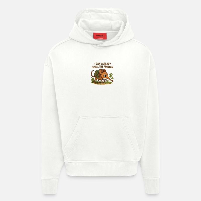 Rüsselhündchen - sentir le problème drôle d’animal - Sweat à capuche bio épais oversize fabriqué en UE - OFF WHITE