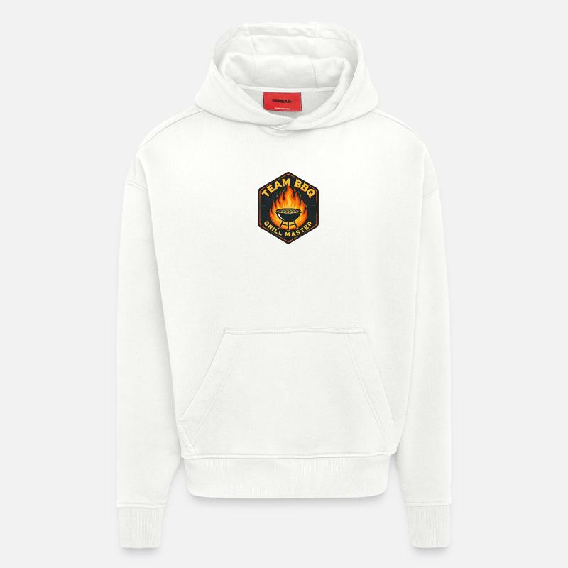 Illustration de Chef Grill BBQ - Sweat à capuche bio épais oversize fabriqué en UE - OFF WHITE