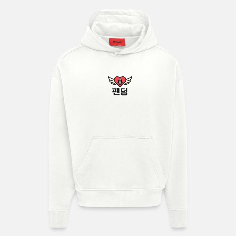 Coeur K-Pop avec aile et microphone - Sweat à capuche bio épais oversize fabriqué en UE - OFF WHITE