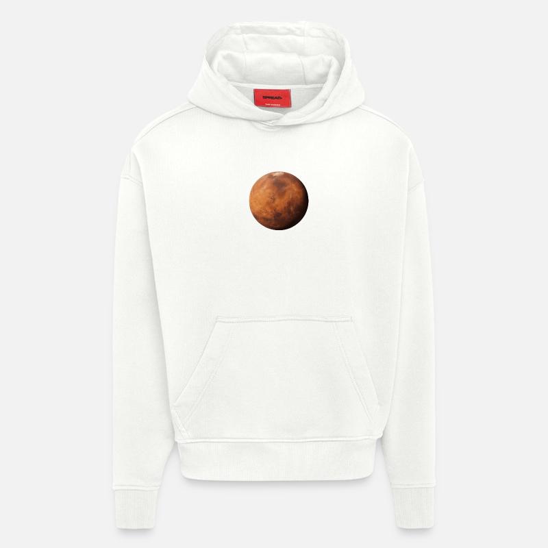 Mars - Planète Mars - Sweat à capuche bio épais oversize fabriqué en UE - OFF WHITE