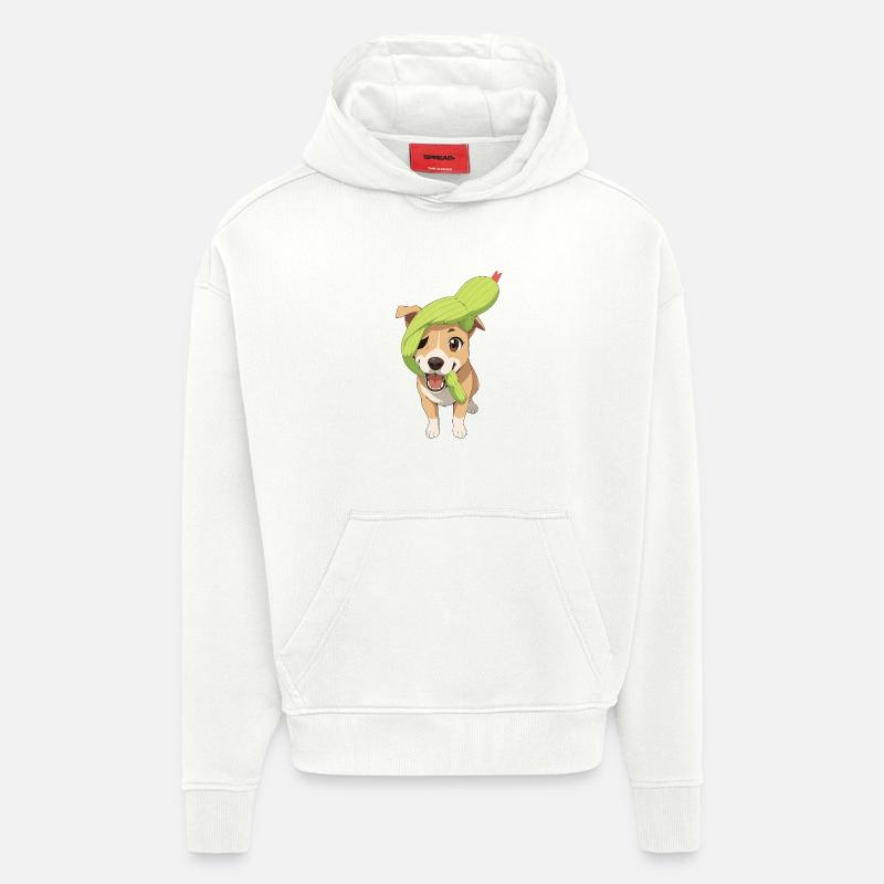 Chien charmant avec serpent jouet - Sweat à capuche bio épais oversize fabriqué en UE - OFF WHITE