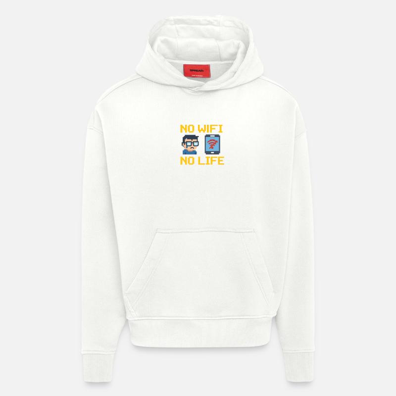 Pas de WiFi, pas de vie - Sweat à capuche bio épais oversize fabriqué en UE - OFF WHITE