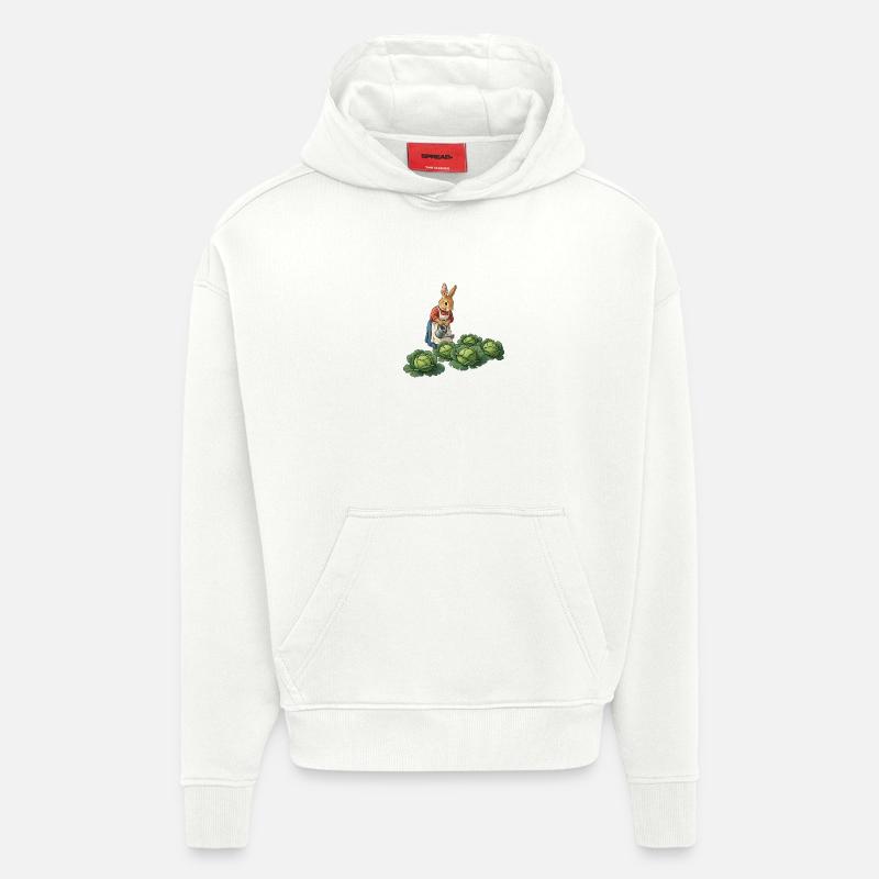 Lapine Jardinière Prend Soin Des Choux - Sweat à capuche bio épais oversize fabriqué en UE - OFF WHITE