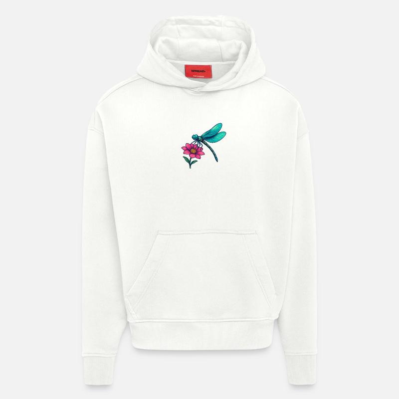 Libellule sur la fleur - Sweat à capuche bio épais oversize fabriqué en UE - OFF WHITE