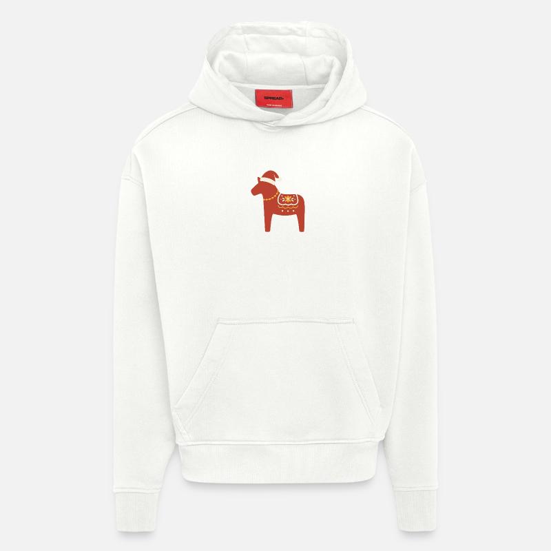 Dala Cheval Noël - Sweat à capuche bio épais oversize fabriqué en UE - OFF WHITE
