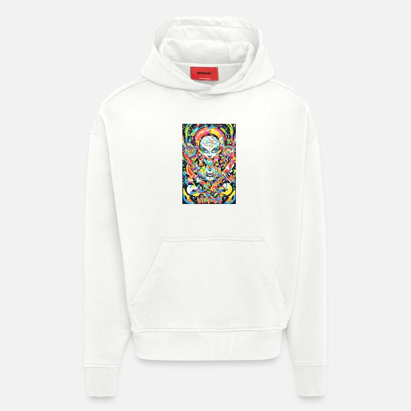 Psychedelisches Chakra & Katzenkunst - Hoodie- made by SPREAD  - OFF WHITE