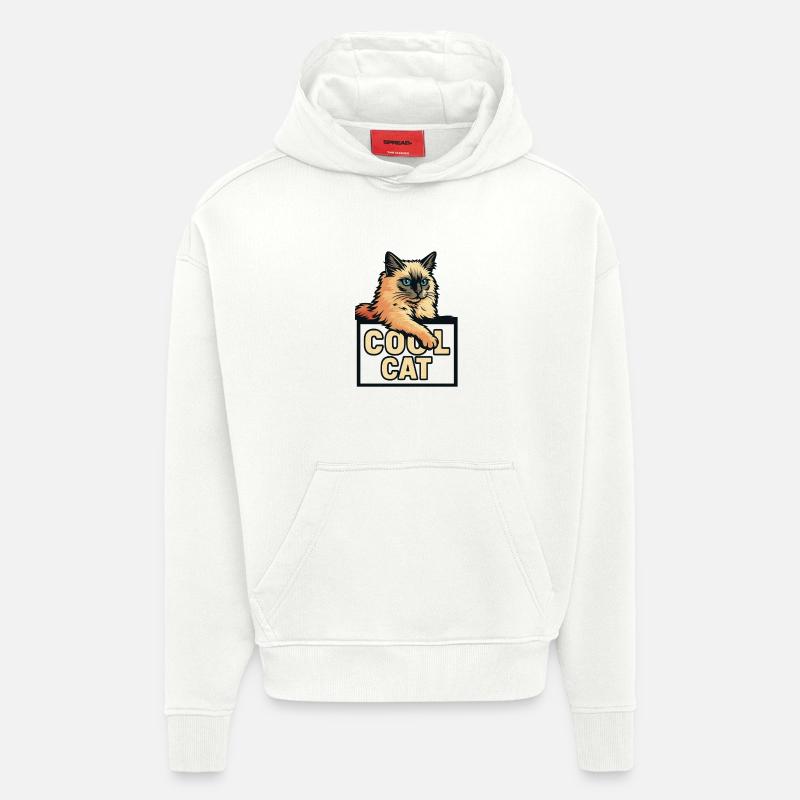 Chat cool - Sweat à capuche bio épais oversize fabriqué en UE - OFF WHITE