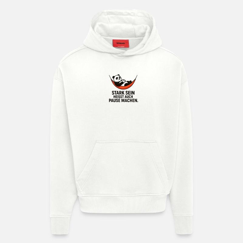 Panda Break Power Dicton - Sweat à capuche bio épais oversize fabriqué en UE - OFF WHITE