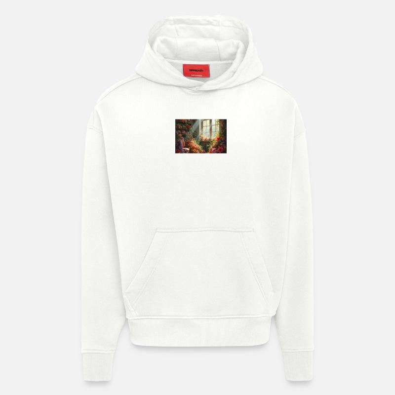 Fleur3 - Sweat à capuche bio épais oversize fabriqué en UE - OFF WHITE