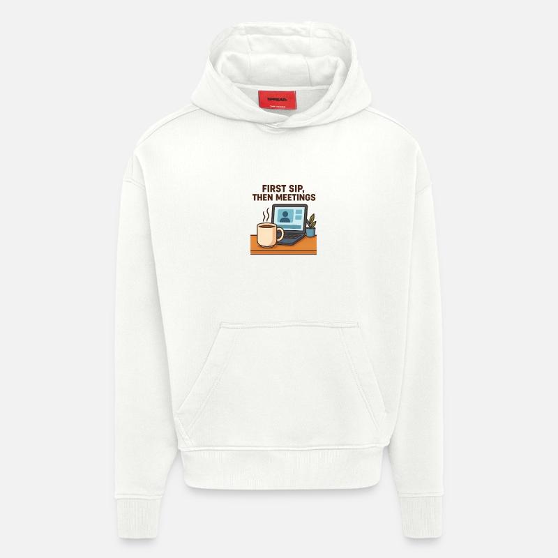 D’abord gorgée puis rendez-vous - Sweat à capuche bio épais oversize fabriqué en UE - OFF WHITE