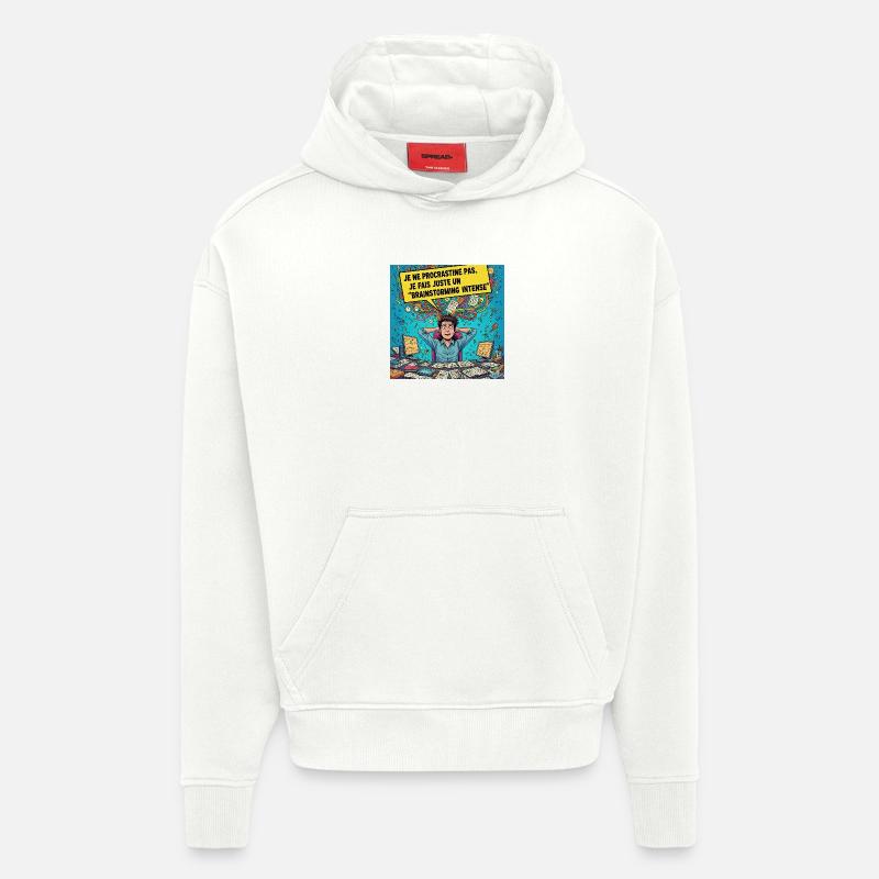 Brainstorming Intense Pop Art - Sweat à capuche bio épais oversize fabriqué en UE - OFF WHITE