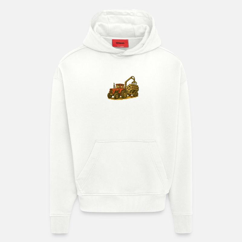 Forsttraktor mit Holzlast - Hoodie- made by SPREAD  - OFF WHITE