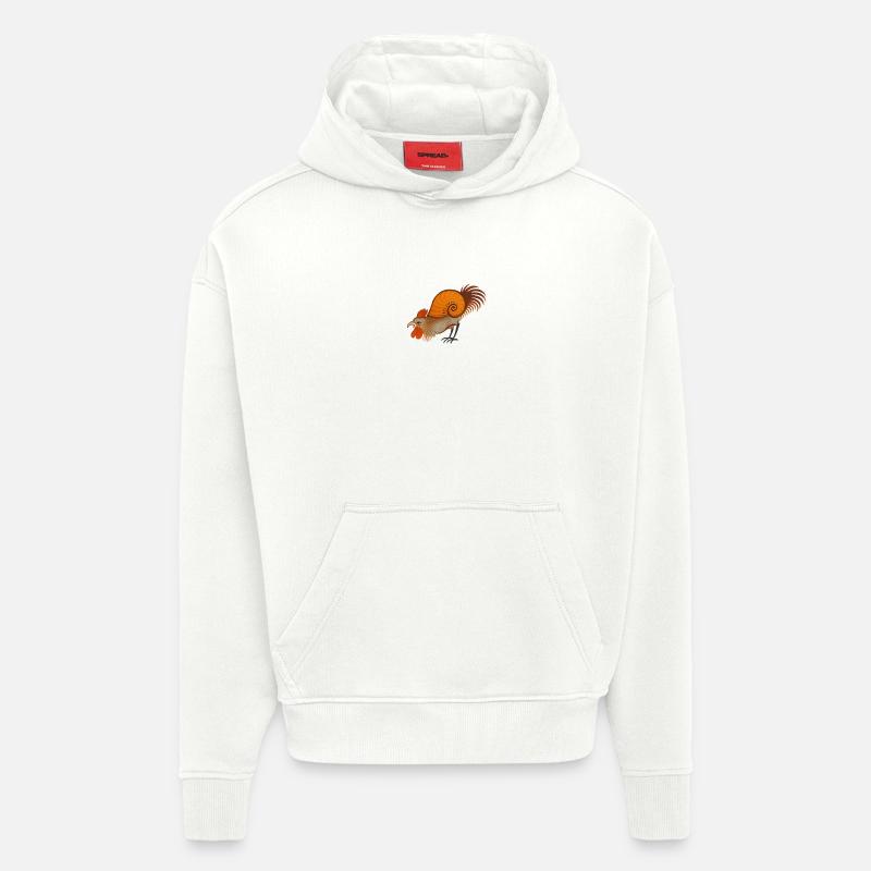 Coq médiéval – Créature stylisée - Sweat à capuche bio épais oversize fabriqué en UE - OFF WHITE