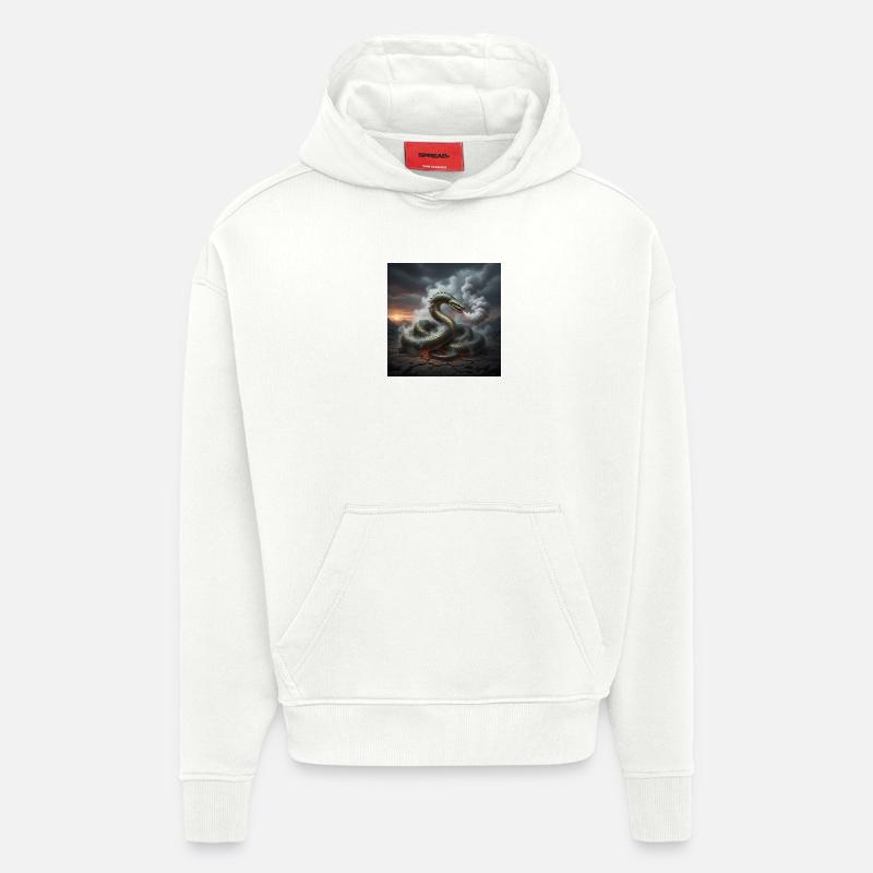 Serpent dans le champ de lave - Sweat à capuche bio épais oversize fabriqué en UE - OFF WHITE
