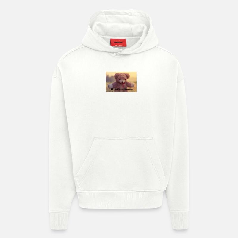 Imprimé câlin d’ours en peluche - Sweat à capuche bio épais oversize fabriqué en UE - OFF WHITE