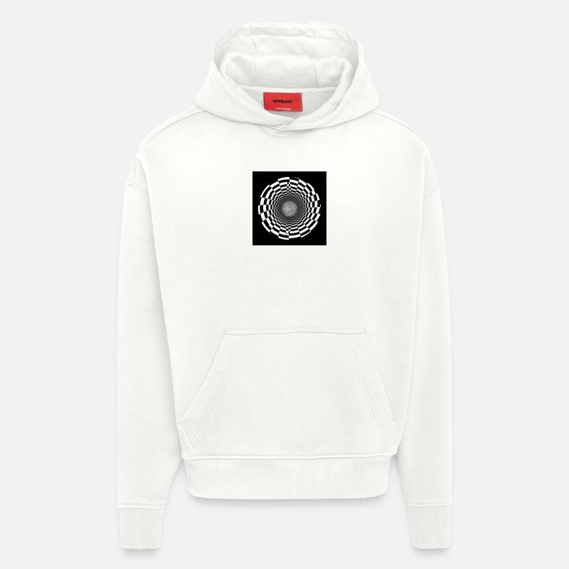 Vortex optique noir et blanc - Sweat à capuche bio épais oversize fabriqué en UE - OFF WHITE