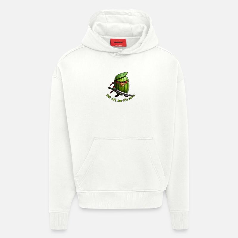 Ninja pastèque avec l’épée - Sweat à capuche bio épais oversize fabriqué en UE - OFF WHITE