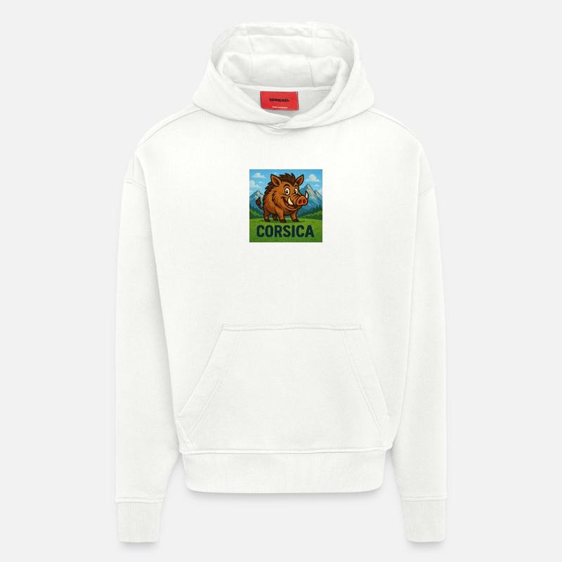 Cignale Corsu - Sweat à capuche bio épais oversize fabriqué en UE - OFF WHITE