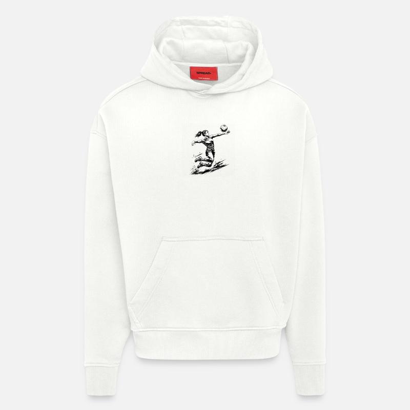 Puissance de volley-ball – Joueuse dynamique - Sweat à capuche bio épais oversize fabriqué en UE - OFF WHITE