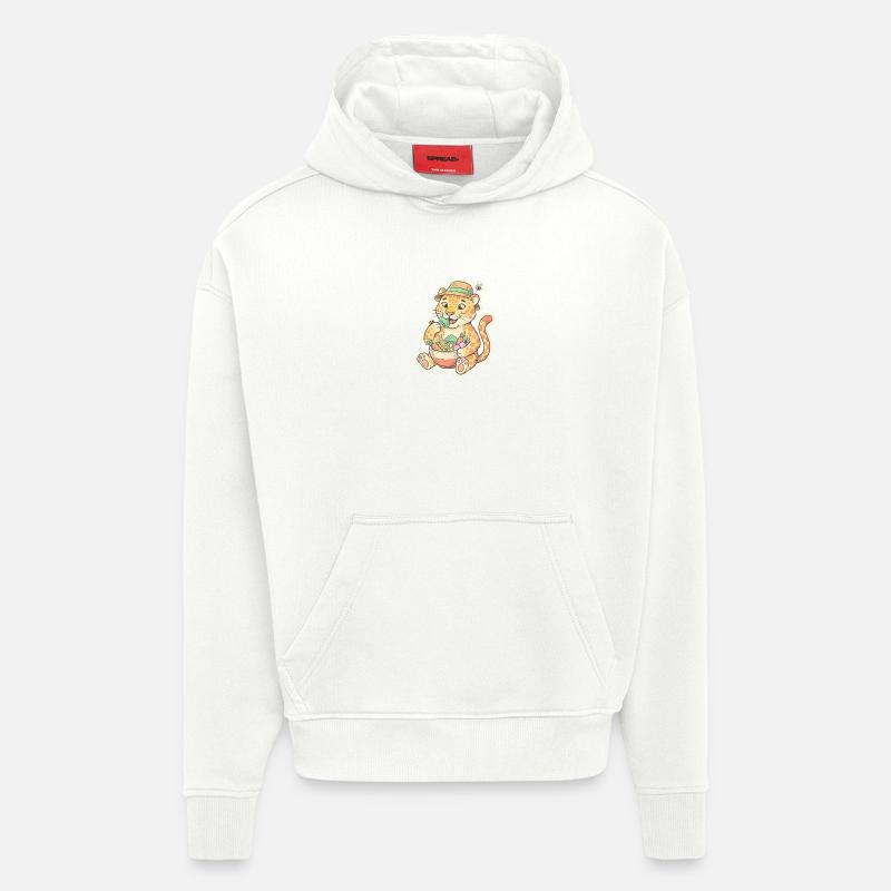 Kit léopard avec panier de légumes - Sweat à capuche bio épais oversize fabriqué en UE - OFF WHITE