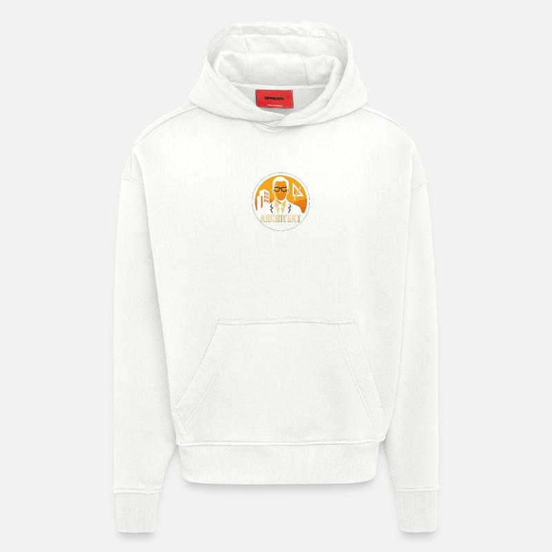 Plan d’icône d’architecte - Sweat à capuche bio épais oversize fabriqué en UE - OFF WHITE