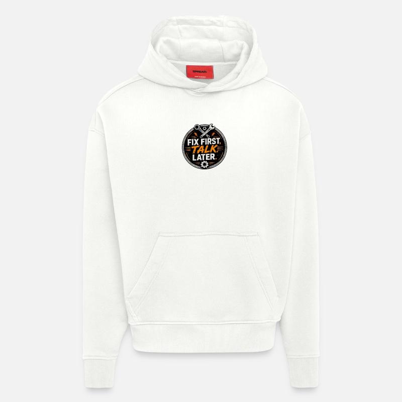 Fix First, Talk Later – Mechanic Tee - Hoodie- made by SPREAD  - OFF WHITE