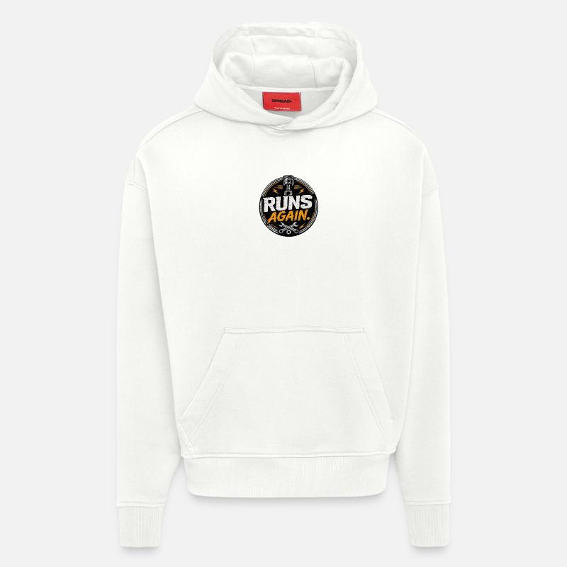 Runs Again Engine Revival Badge - Hoodie- made by SPREAD  - OFF WHITE