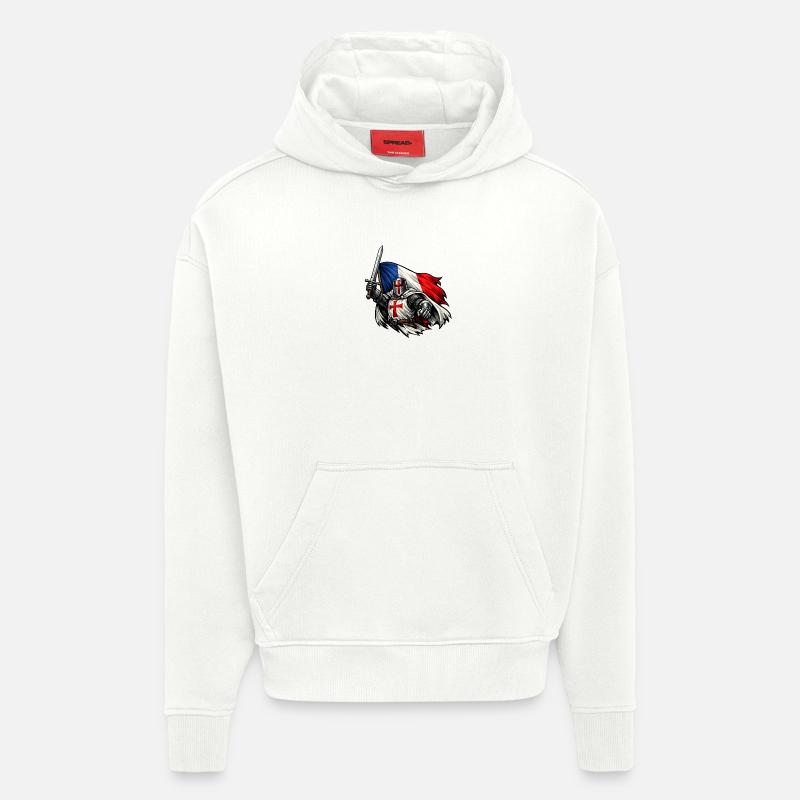 Logo templier - Sweat à capuche bio épais oversize fabriqué en UE - OFF WHITE