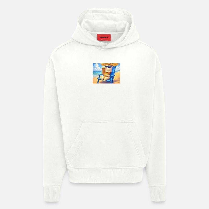 Strand Bunny Eiscreme Sonnenbrille - Sweat à capuche bio épais oversize fabriqué en UE - OFF WHITE