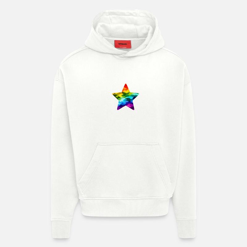 Étoile mosaïque arc-en-ciel - Sweat à capuche bio épais oversize fabriqué en UE - OFF WHITE