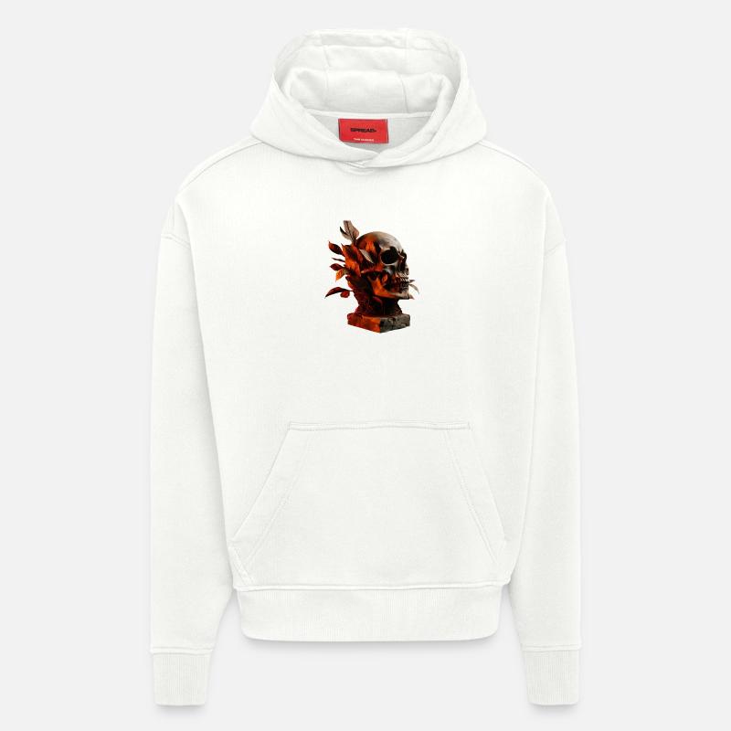 Crâne d’automne avec feuillage - Sweat à capuche bio épais oversize fabriqué en UE - OFF WHITE